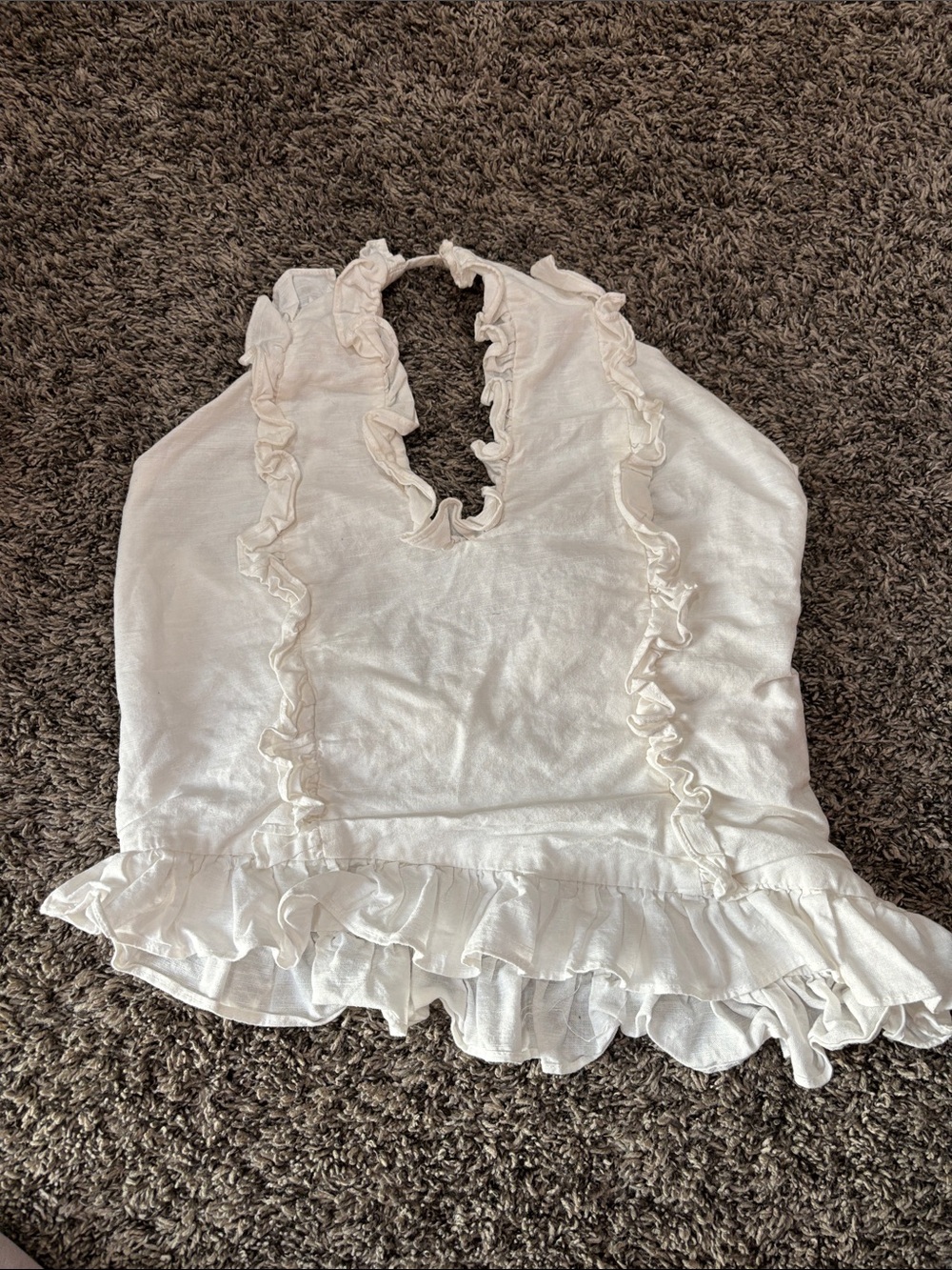 Peppermayo White Linen Blend Ruffled Halter Top Size US 8
